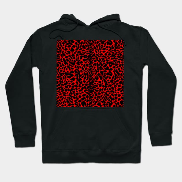 Red and Black Leopard  Pattern Hoodie by Uniman